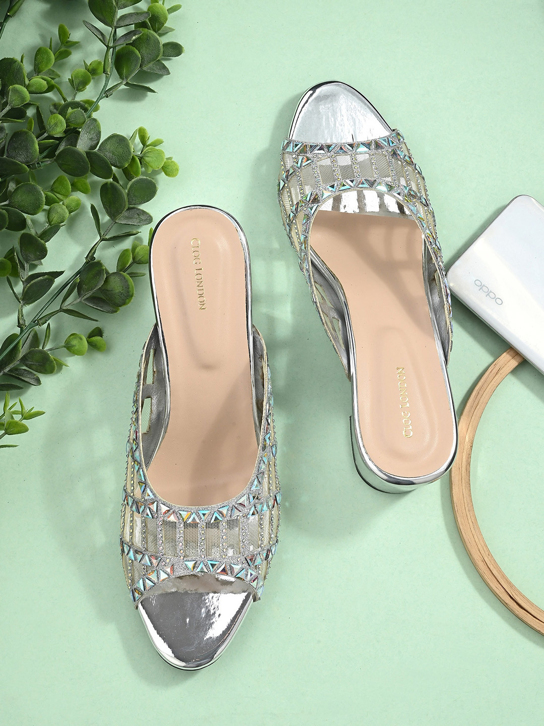 CLOG LONDON Embellished Block Peep Toes