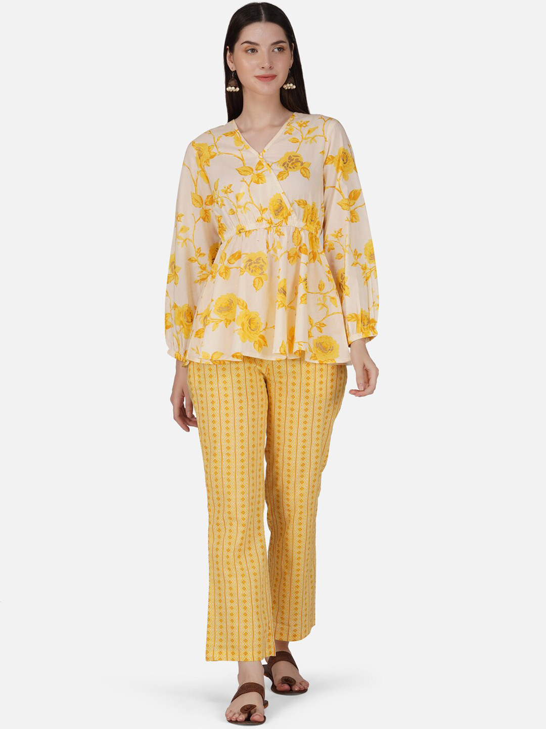 GULAB CHAND TRENDS Printed Pure Cotton Top & Trouser