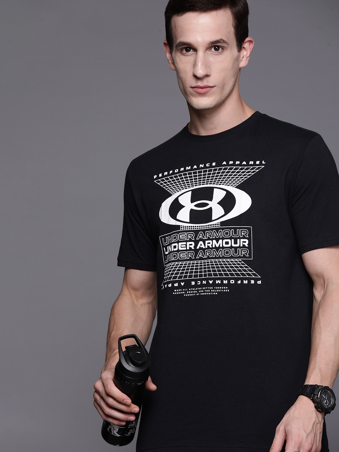 UNDER ARMOUR  Brand Logo Printed Logo Grid Short Sleeve T-shirt