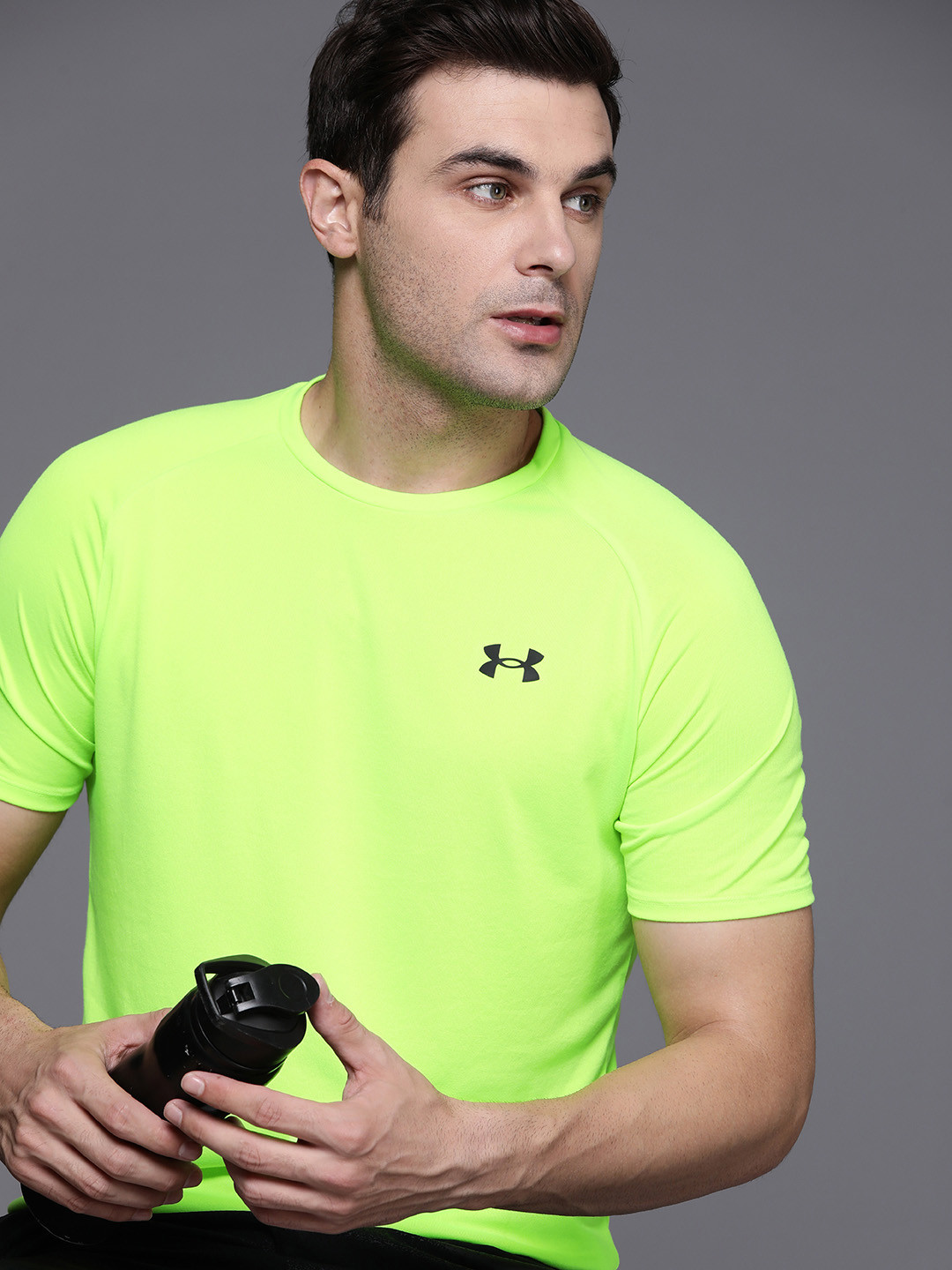 UNDER ARMOUR Men Fluorescent Green Loose T-shirt