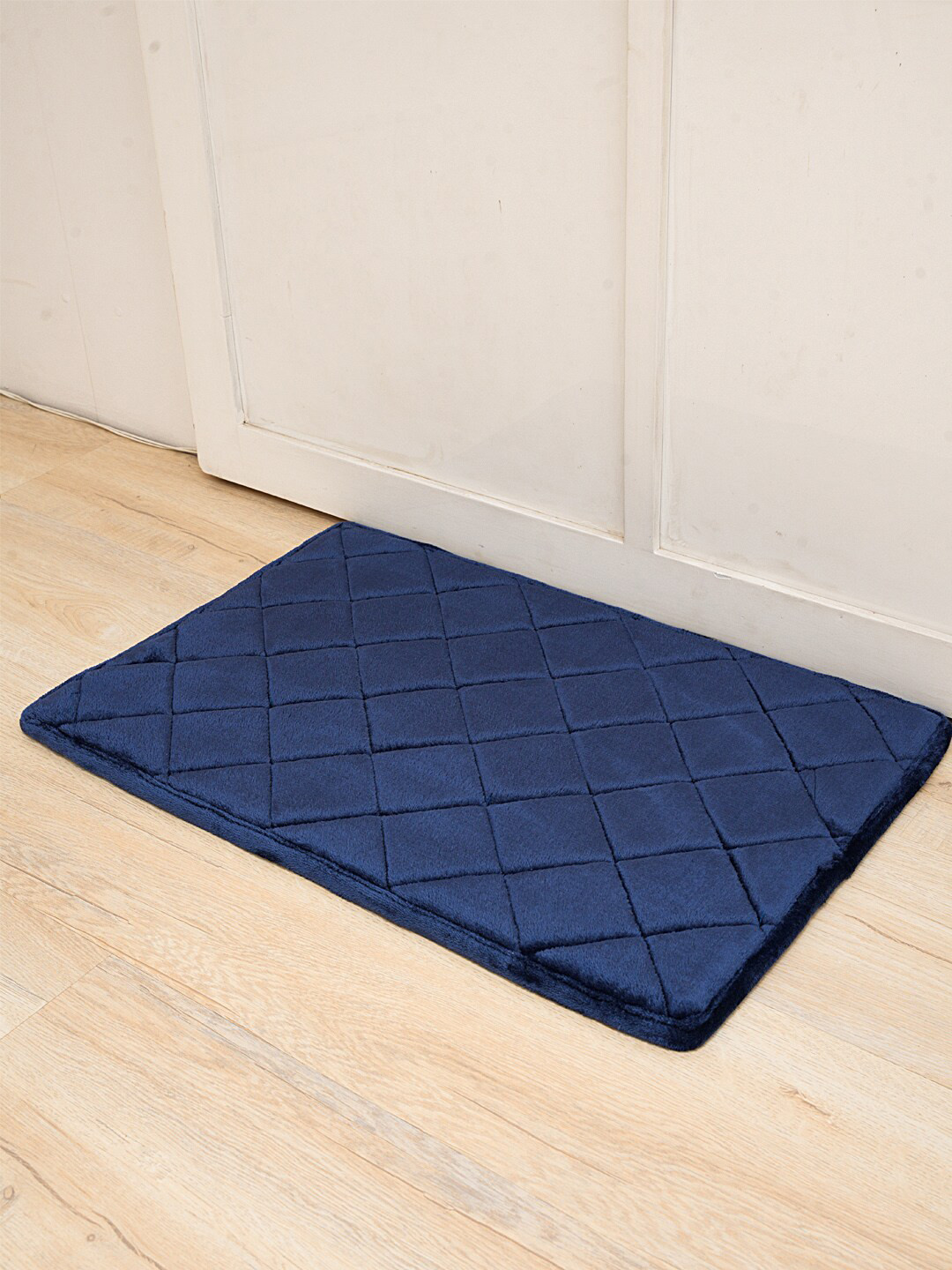 Ariana Navy-Blue Quilted 2000 GSM Memory Foam Anti-Skid Bathmat