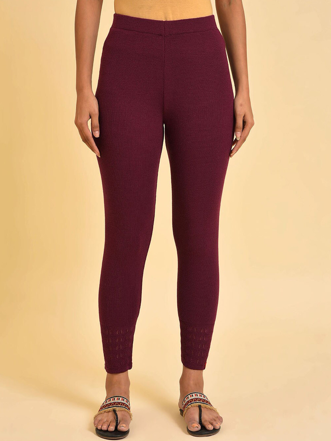 W Purple Mid Rise Ankle-Length Leggings