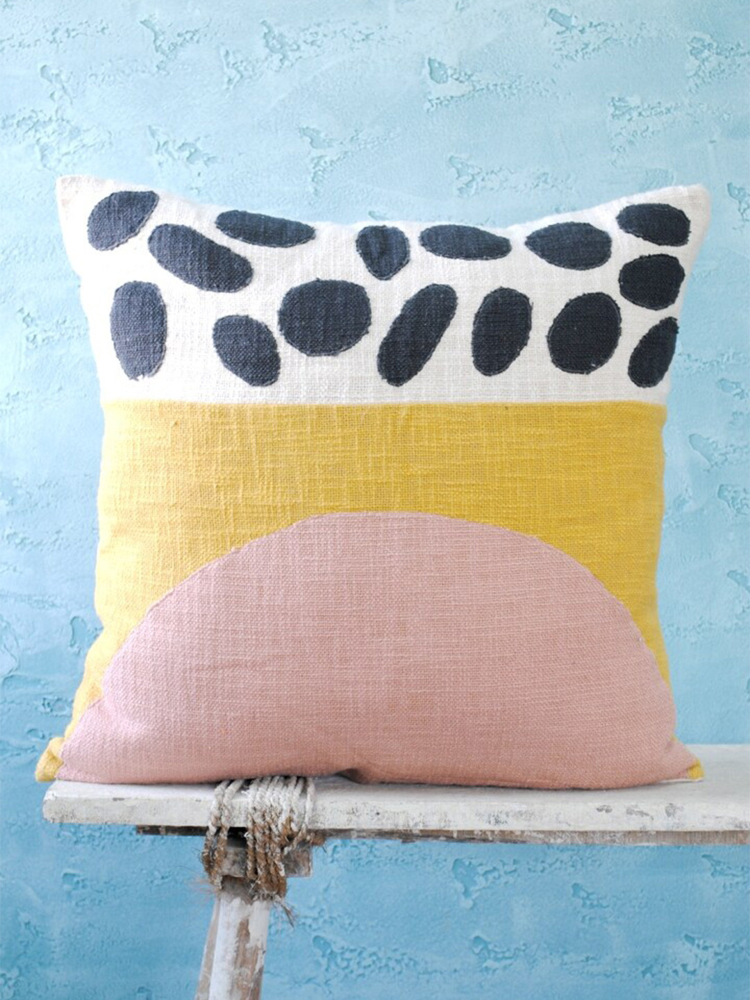 Art Avenue Corolina Colourblocked Cotton Textured Square Cushion Covers - 16 x 16 In