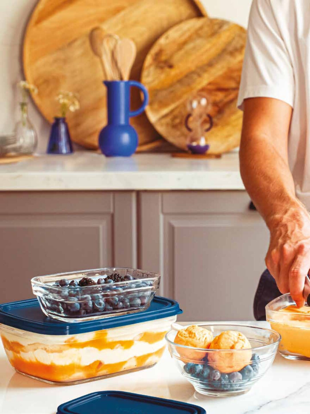 Duralex FreshBox Transparent Glass Microwave Safe 2 Piece Snap Box Container Set