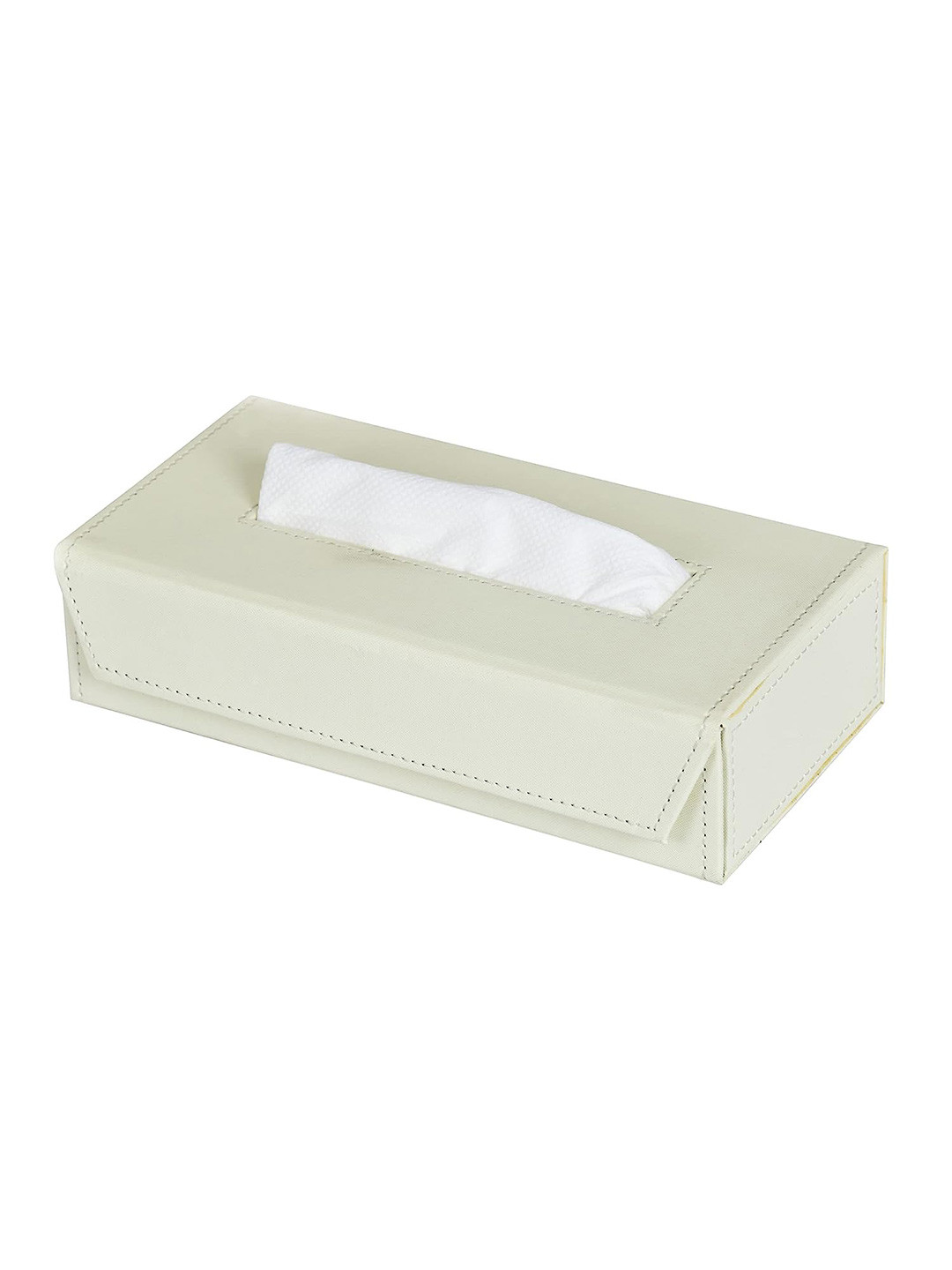 DALUCI Cream-Colored Textured Car Tissue Box With 2 Ply 100 Pull Tissue Papers