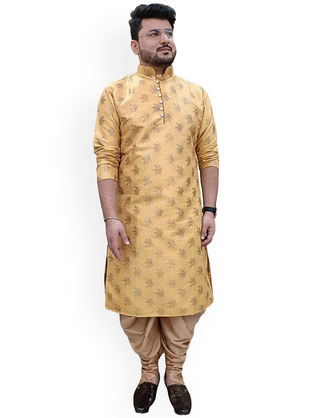 Larwa Woven Design Jacquard Kurta With Salwar