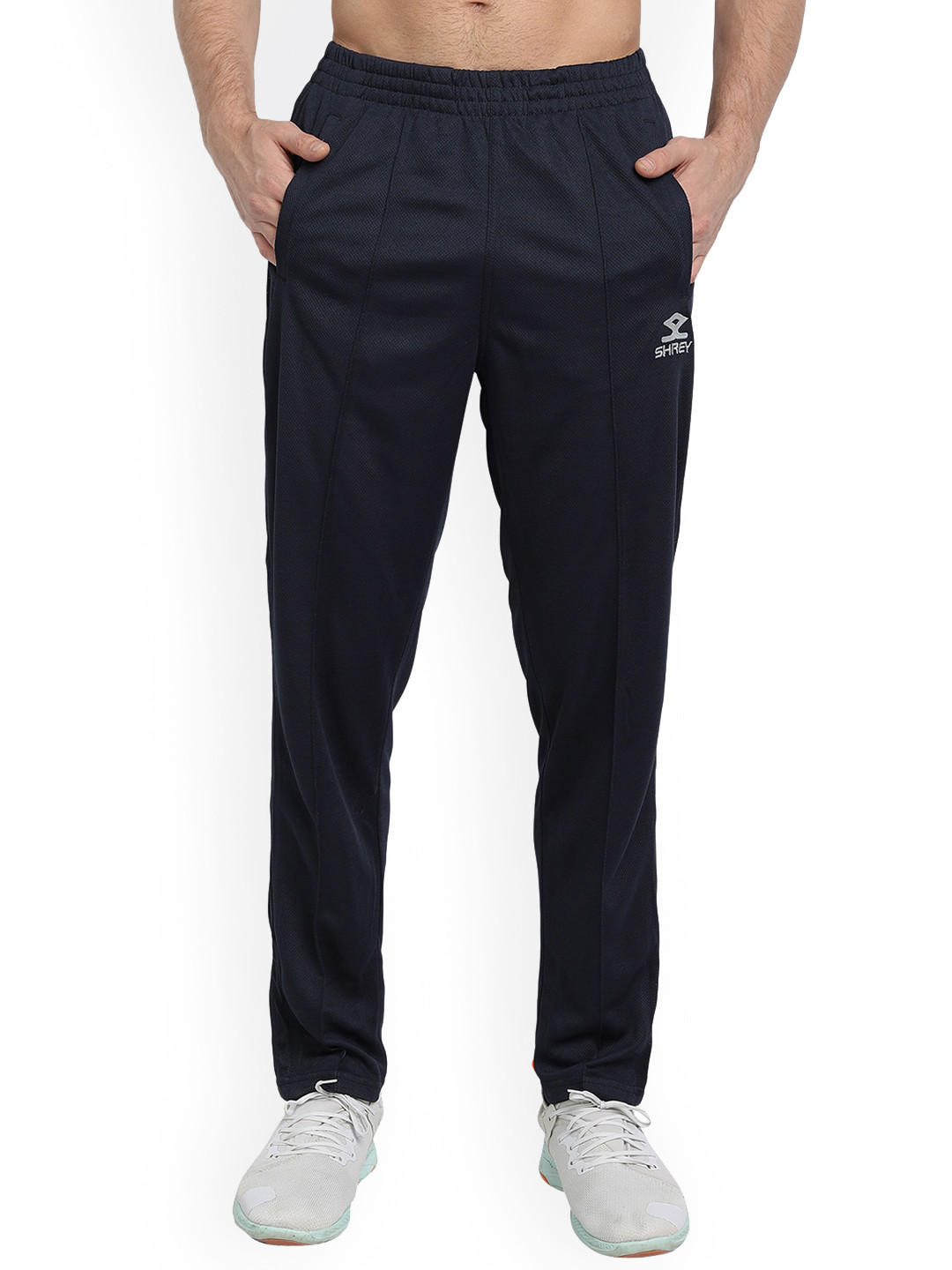 Shrey Men Brand Logo Printed Mid-Rise Sports Track Pants