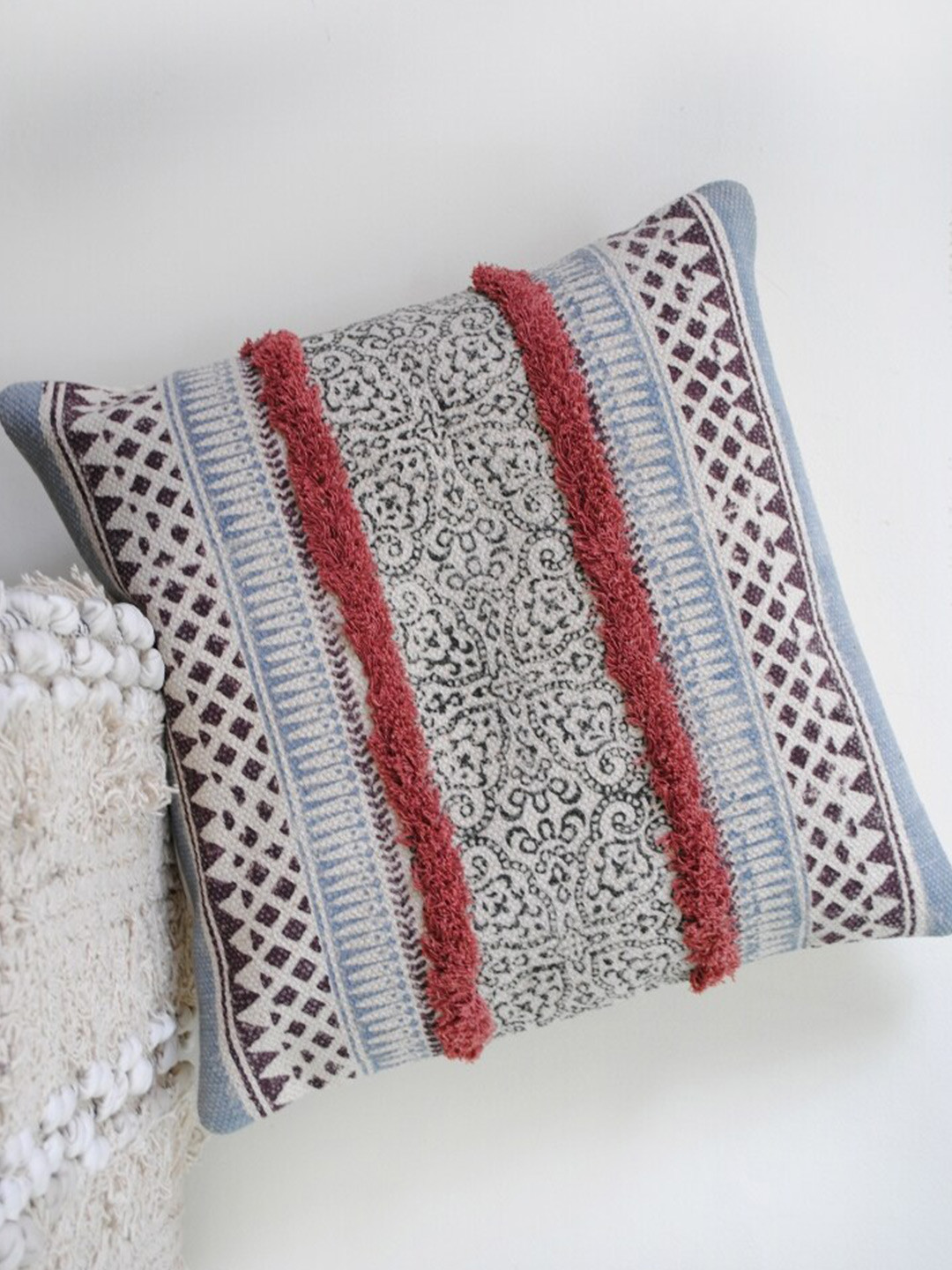 Art Avenue ERODIUM Embroidered Cotton Lightweight Square Cushion Covers - 20 x 20 In