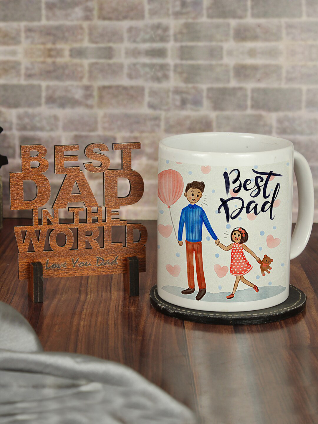 TIED RIBBONS  Brown & White 2 Pieces Printed Fathers Day Gift Set