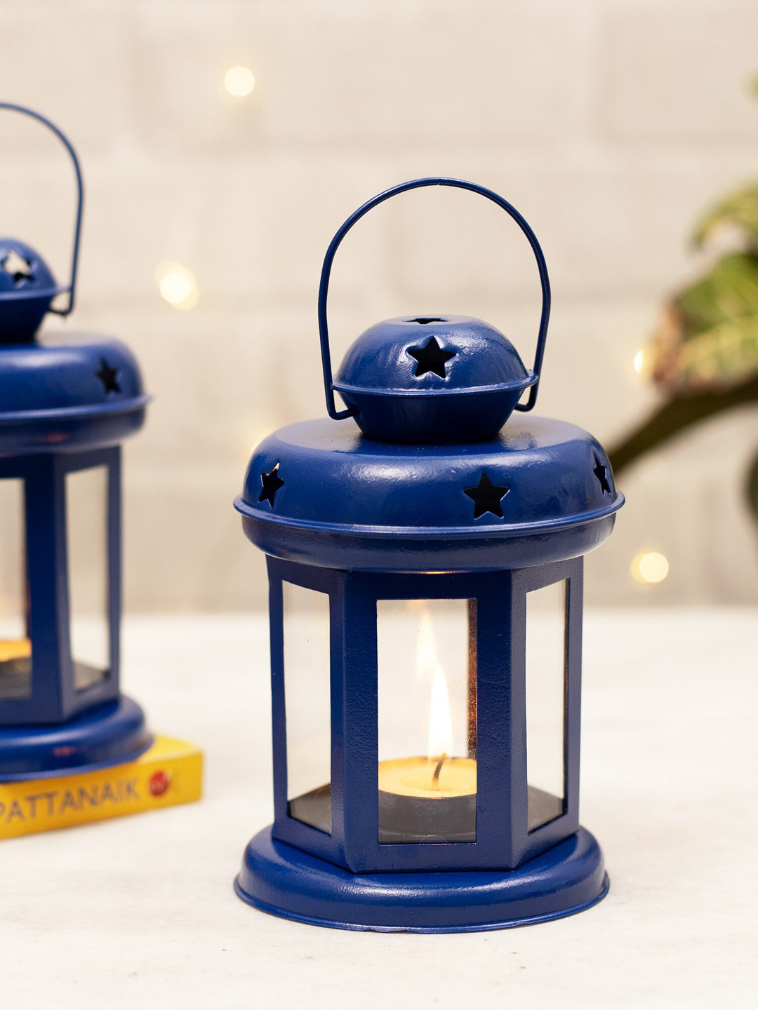 Homesake Blue 2 Pieces Hanging Lantern Candle Holders