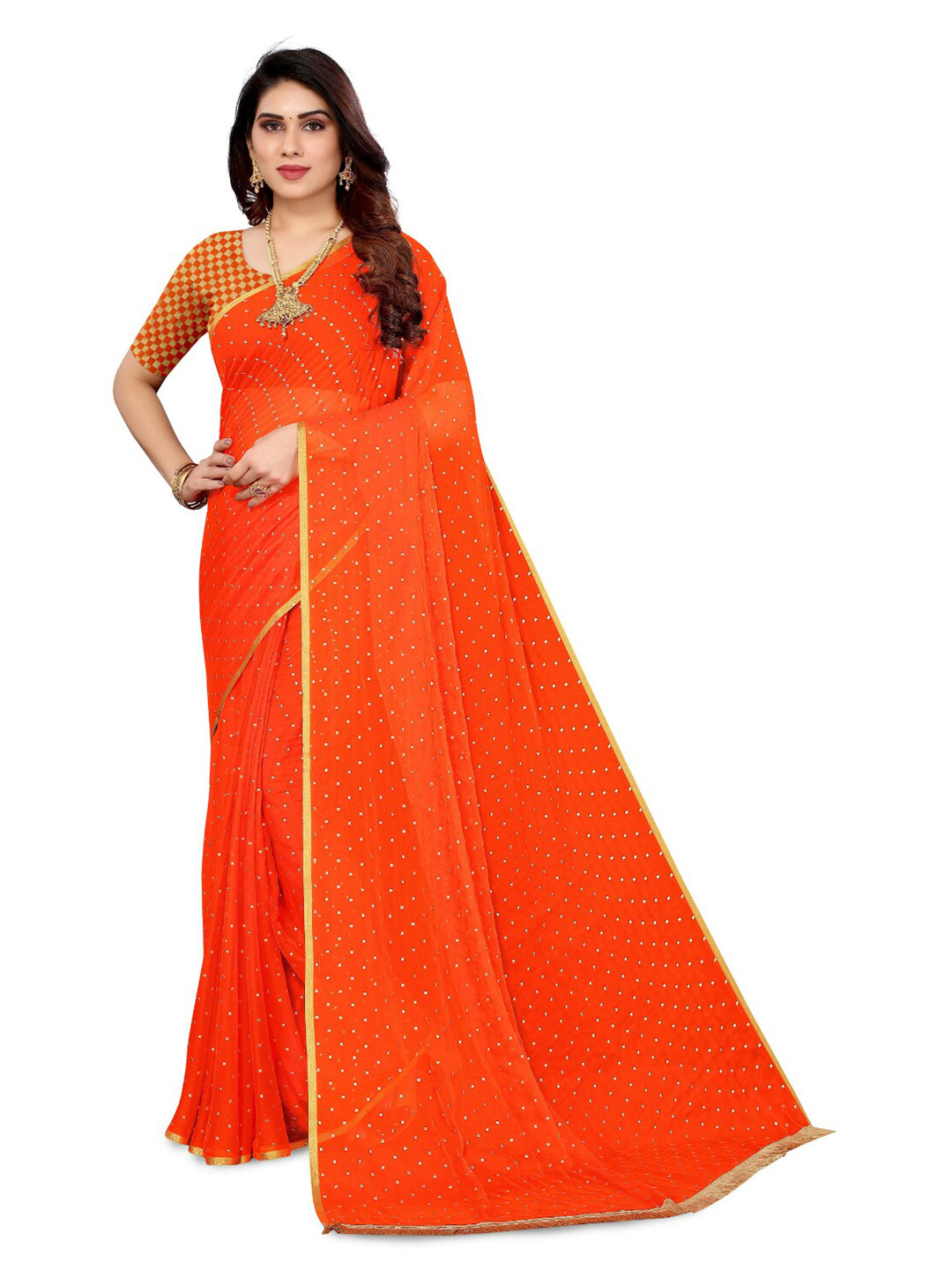 FABMORA Polka Dot Saree