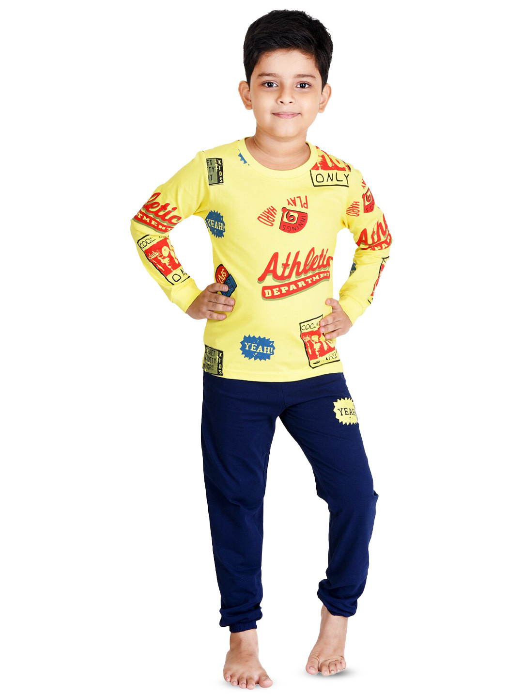 Clothe Funn Boys Graphic Printed Pure Cotton T-Shirt With Pyjamas