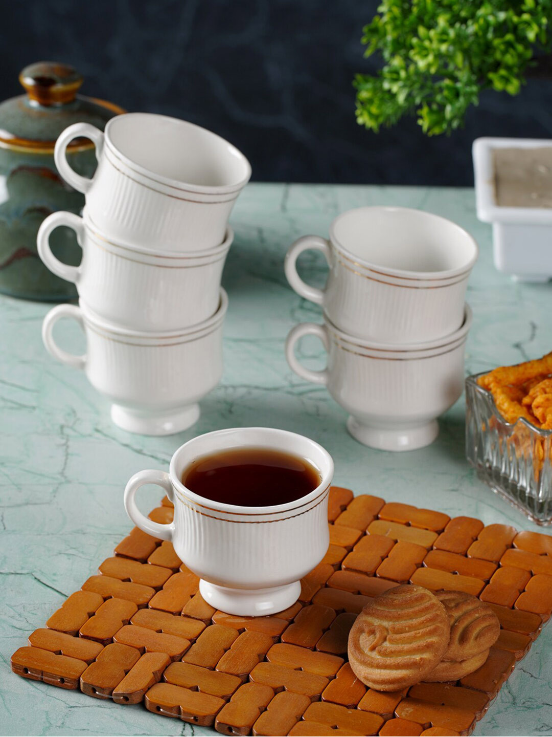 CDI Taha Name Personalised White Bone China Handmade 6 Piece Cups-200ml