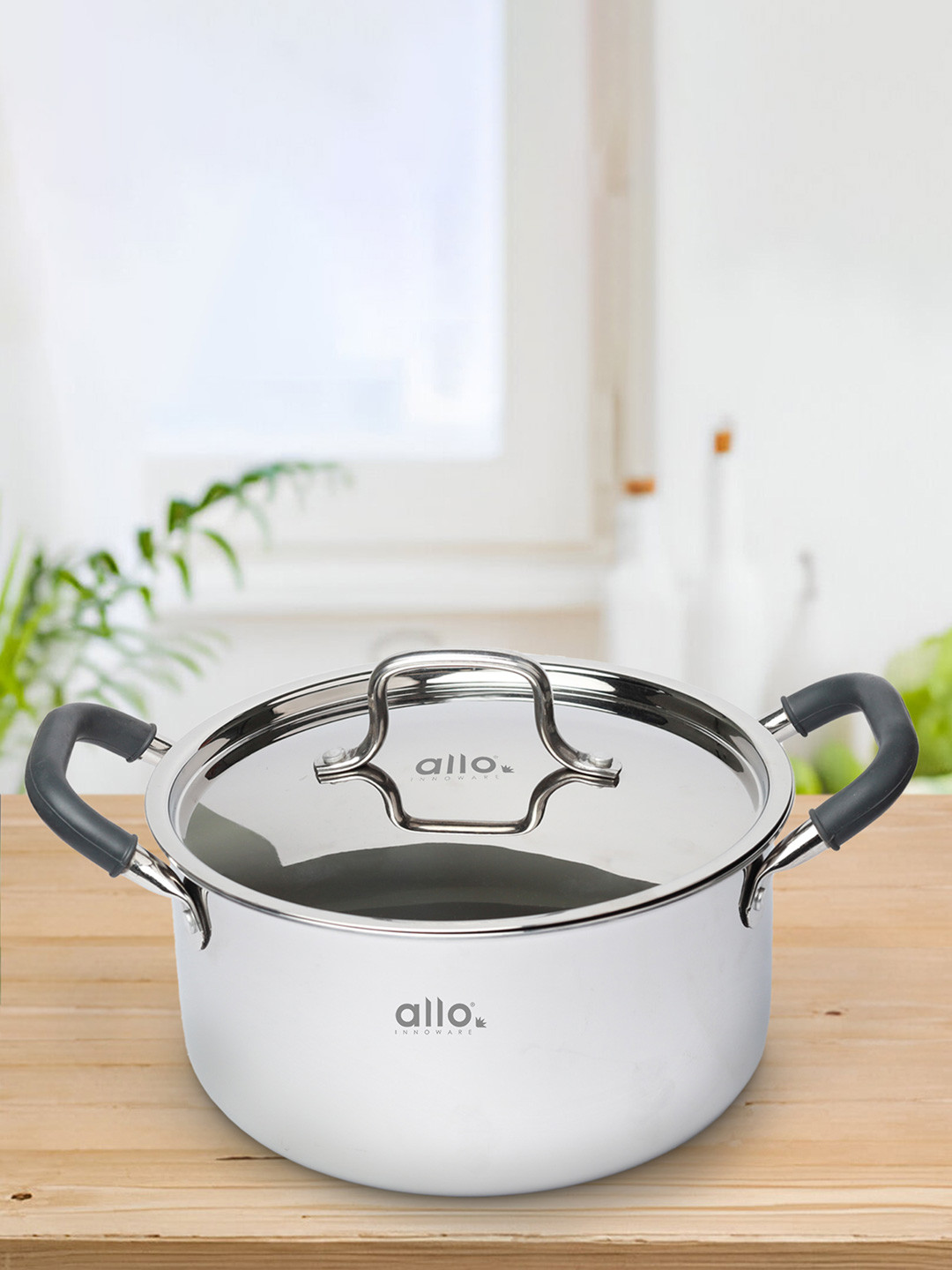 Allo Silver Stainless Steel 20 cm Induction Friendly Triply Saucepot (3.6 L)