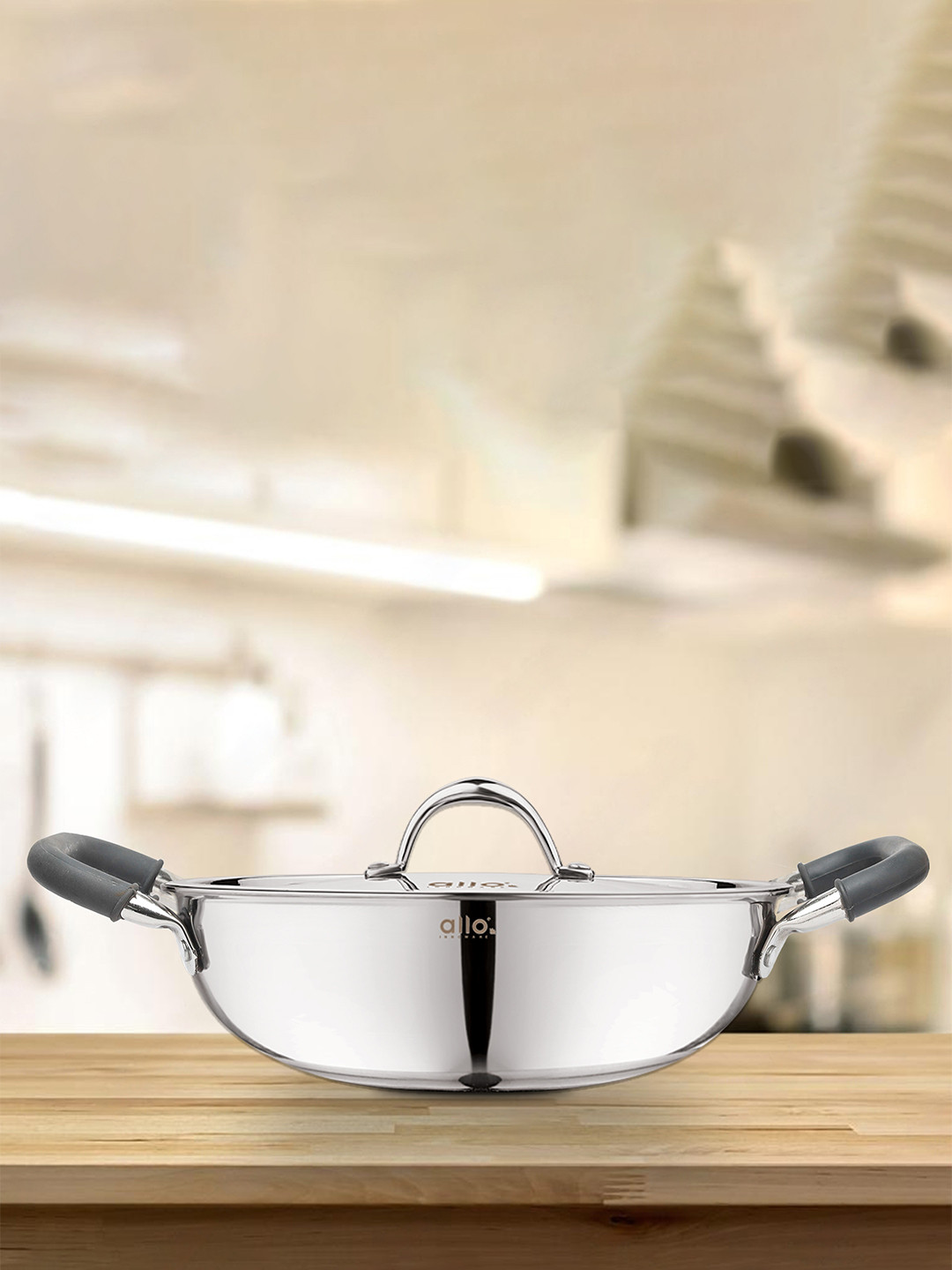 Allo Silver Stainless Steel 30 Cm Induction Friendly Triply Kadhai (5.5 L)