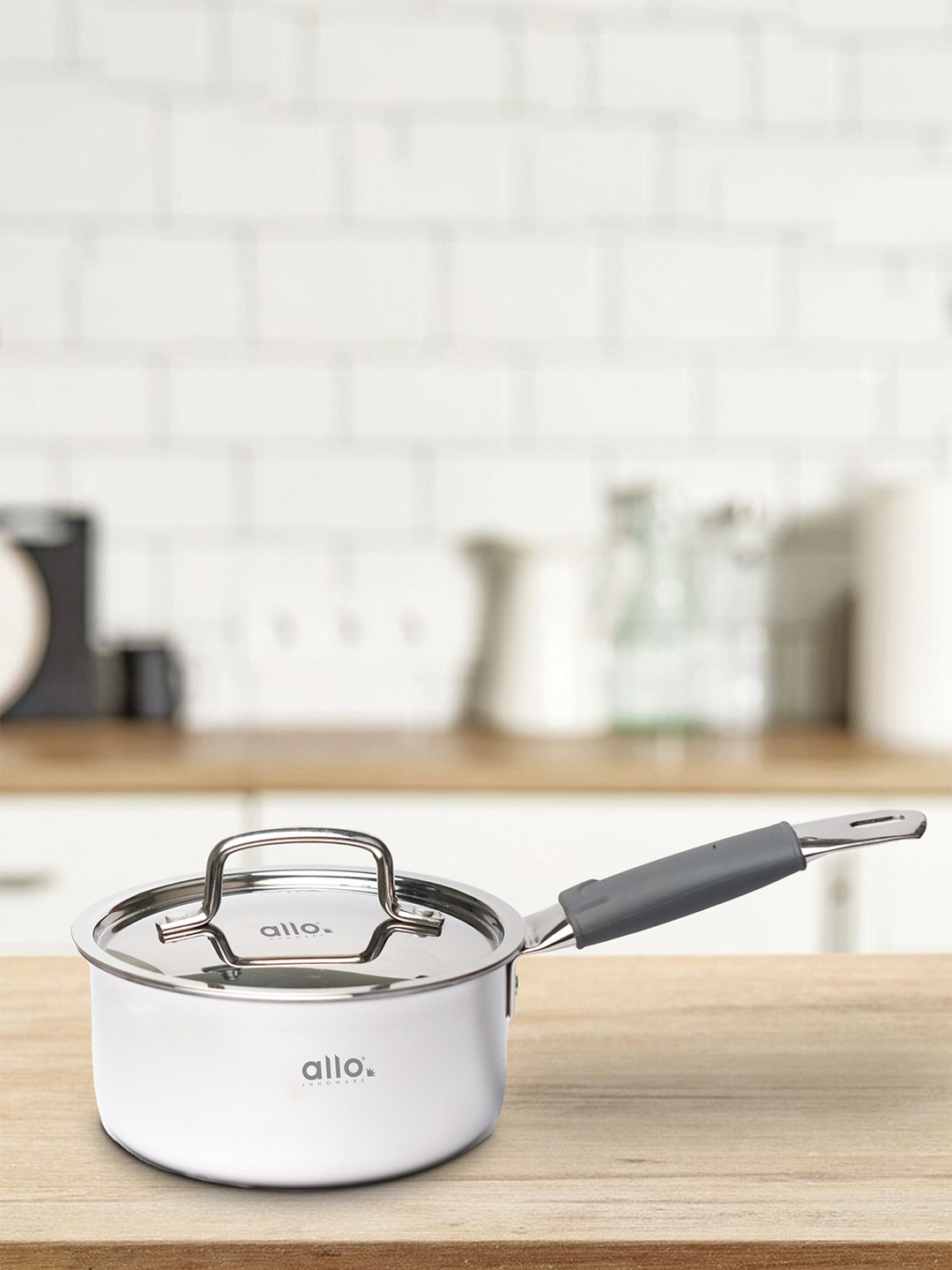 Allo Silver Stainless Steel 16 Cm Induction Friendly Triply Sauce Pan (1.5 L)