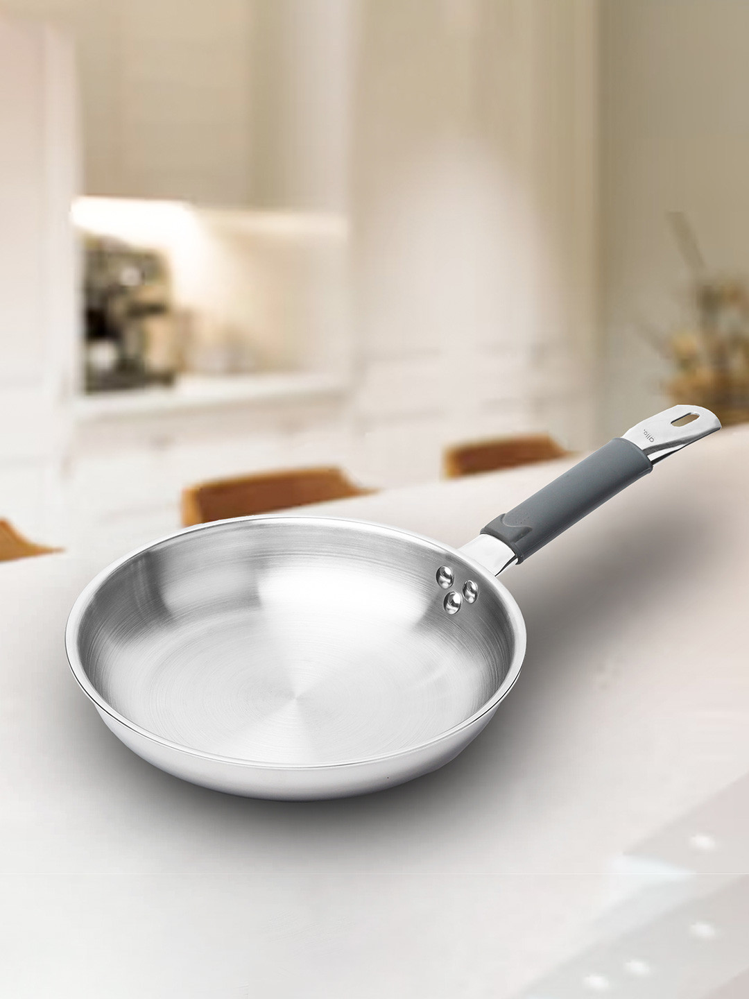 Allo Silver Stainless Steel 24 Cm Induction Friendly Triply Fry Pan (2 L)