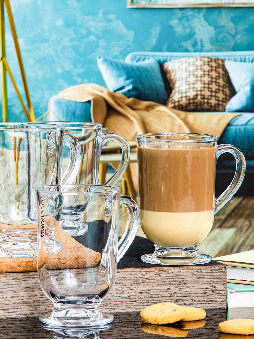 GOODHOMES 4-Pieces Glass Tumblers with Handle