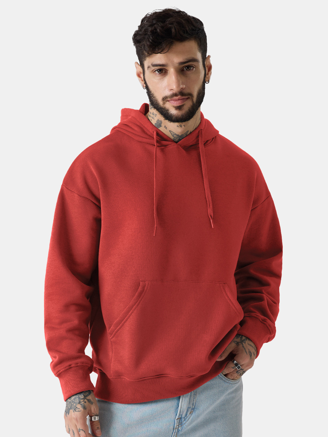 The Souled Store Red Hooded Pure Cotton Sweatshirt