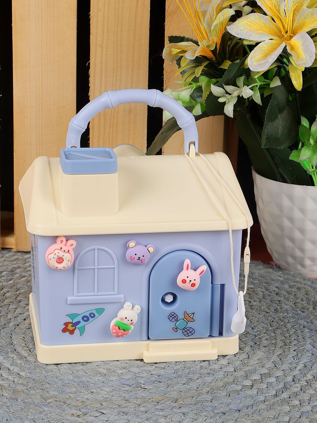 PASSION PETALS Passion Petals Home Piggy Bank Blue Plastic Natural Kid Room Medium Showpiece -