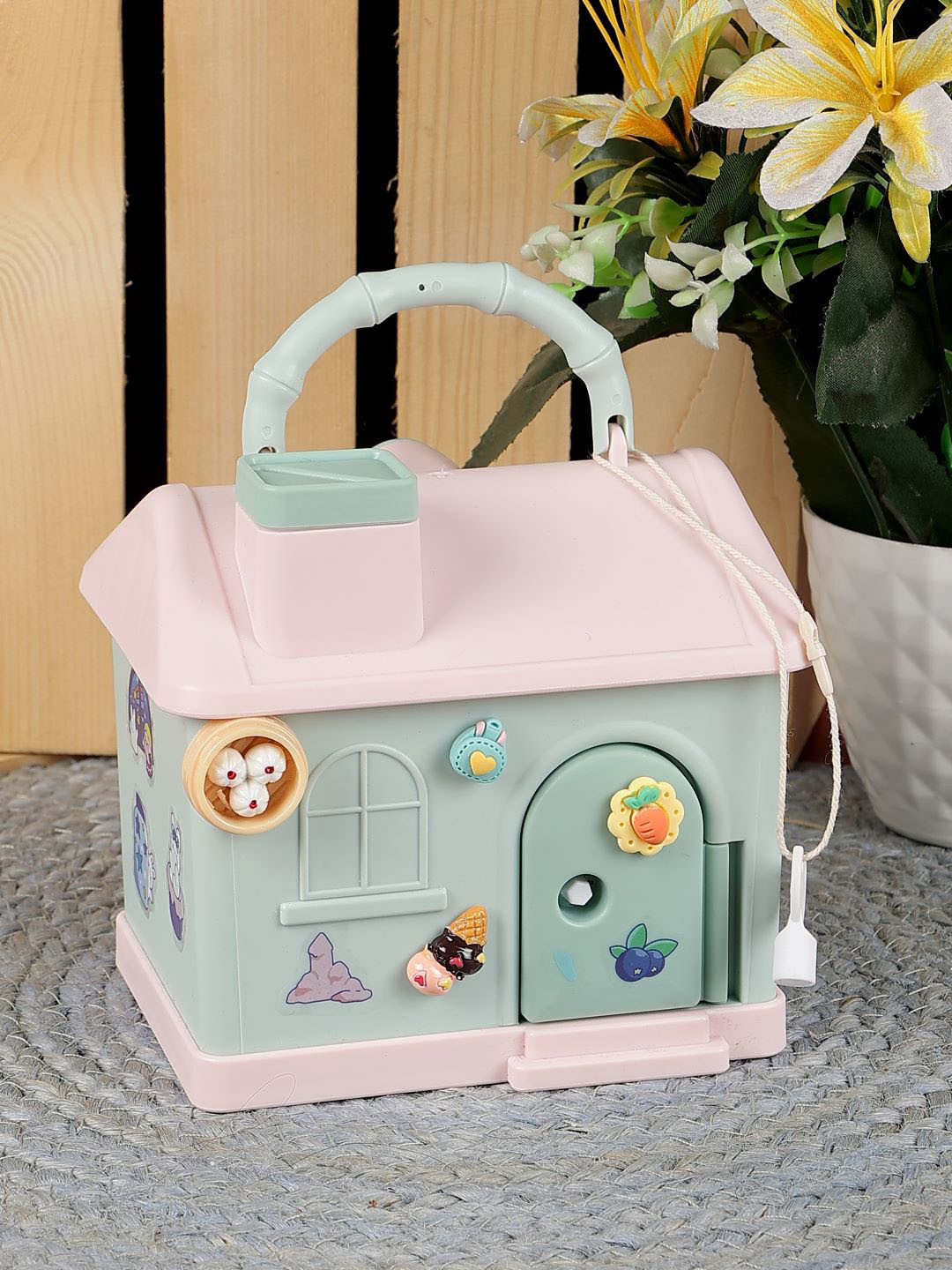 PASSION PETALS Piggy Bank Green Plastic Natural Home Office Medium Showpiece -