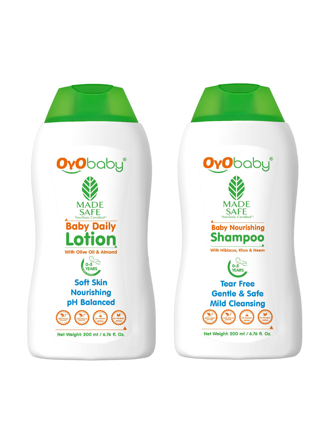 OyO Baby Set Of 2 Baby Daily Lotion With Baby No Tears Nourishing Shampoo-200ml Each</p>
