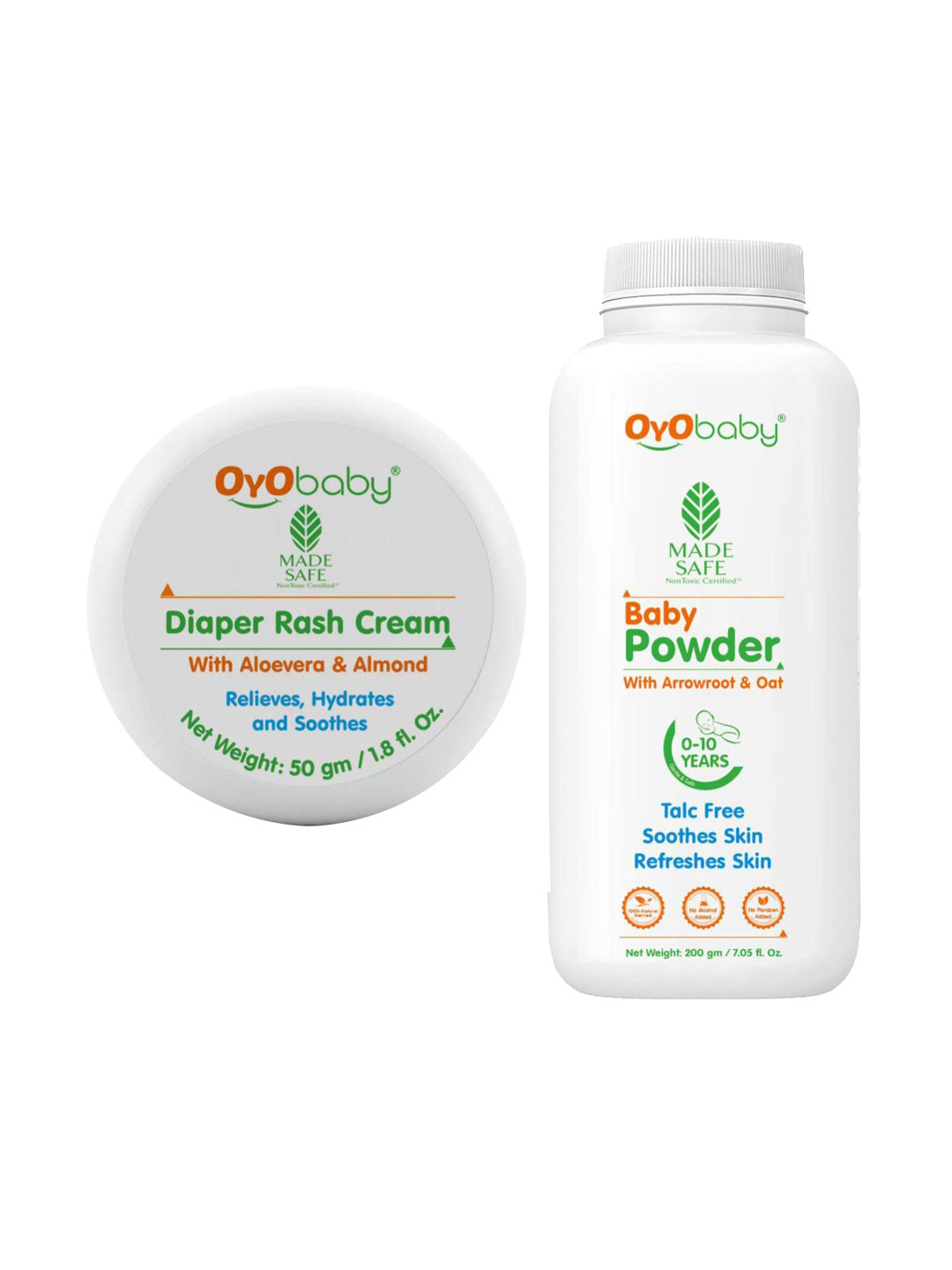 OyO Baby Kids Set Of 2 Diaper Rash Cream & Dusting Baby Powder