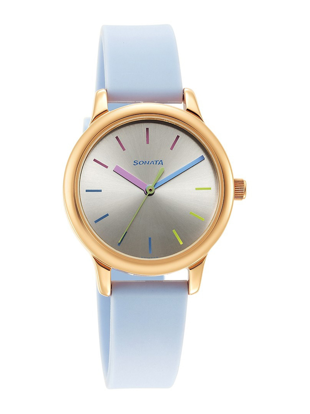 Sonata Splash 3.0 Women Silver-Toned Brass Dial & Blue Straps Analogue Watch 8178WP01