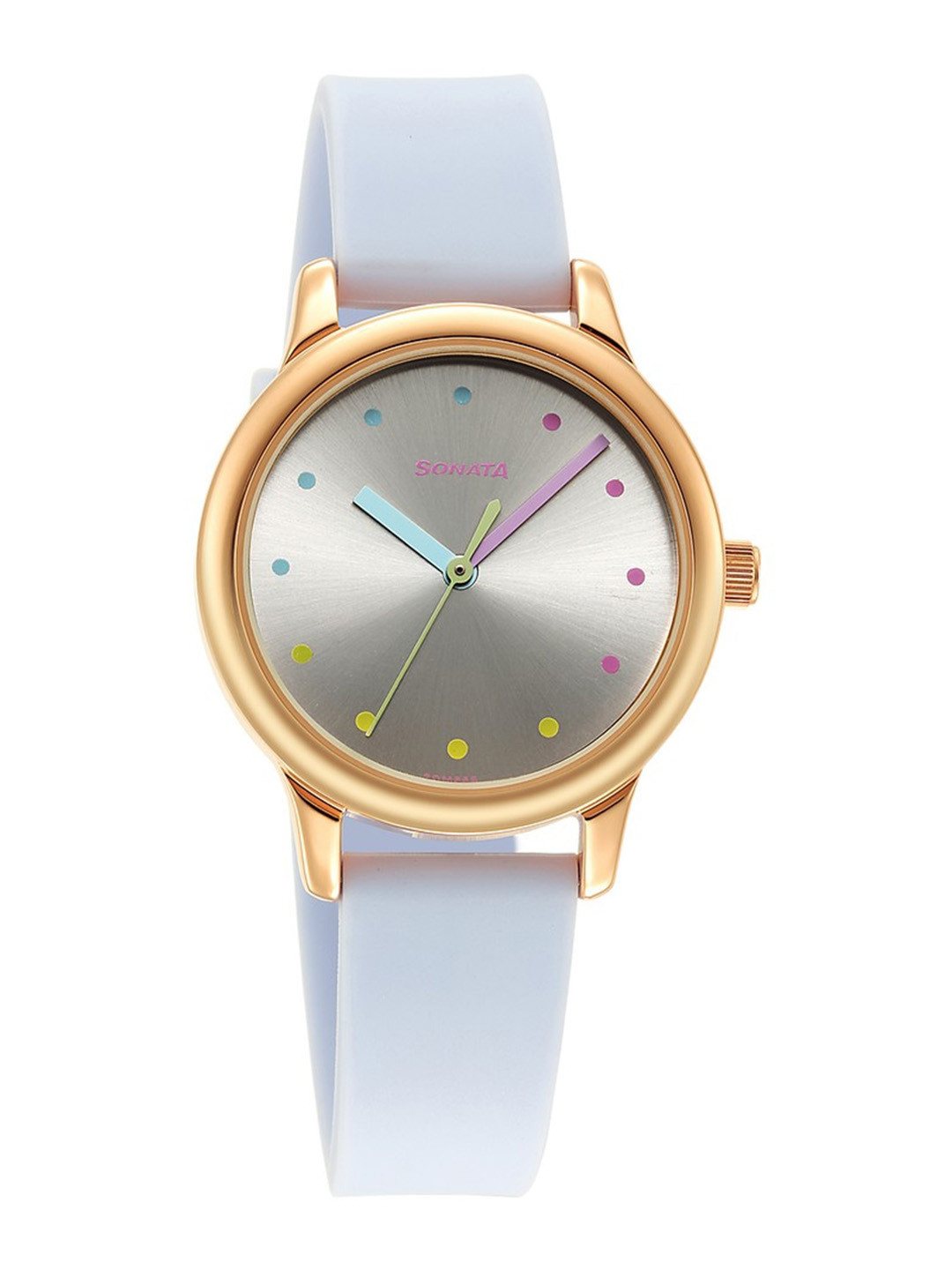 Sonata Splash 3.0 Women Brass Embellished Dial & Straps Analogue Watch 8178WP03