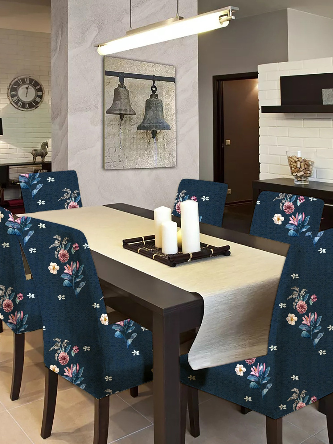 Bajo's Blue 6 Pieces Printed Chair Cover