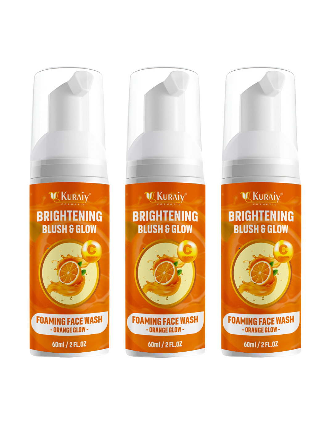 KURAIY Set Of 3 Brightening Blush & Glow Blackheads Removing Foam Face Wash-60 ml Each