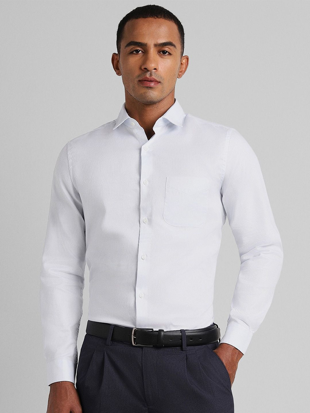 Peter England Elite Spread Collar Pure Cotton Formal Shirt