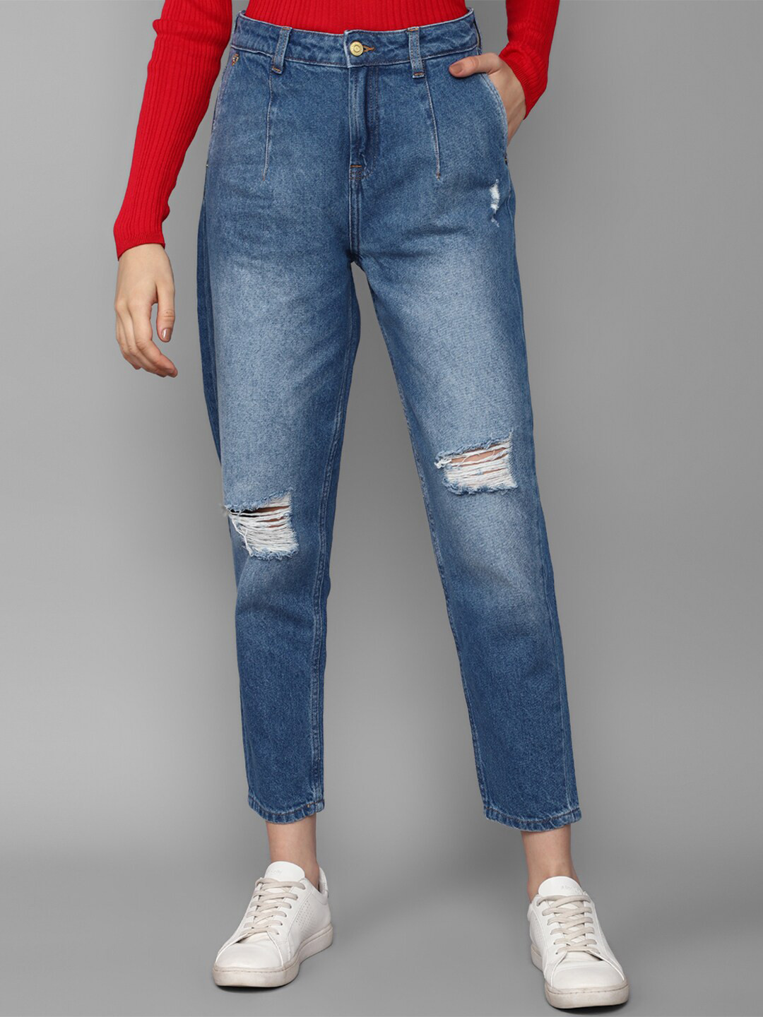 Allen Solly Woman Mildly Distressed Light Fade Jeans