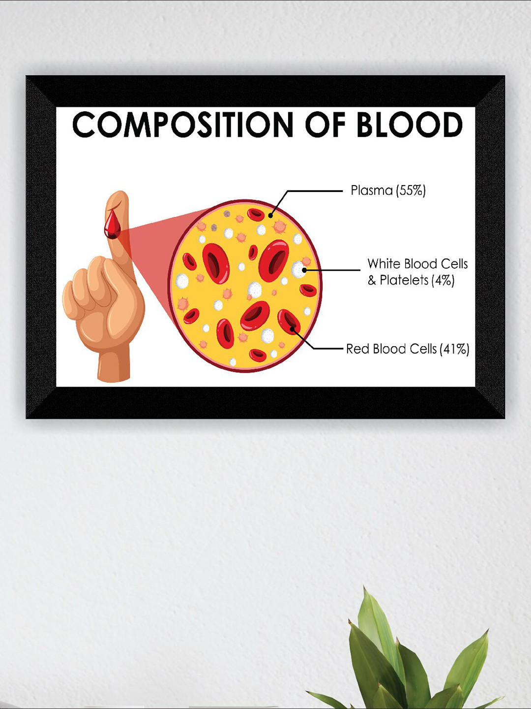 SAF Red & White Biology Theme Printed Black Framed Wall Art