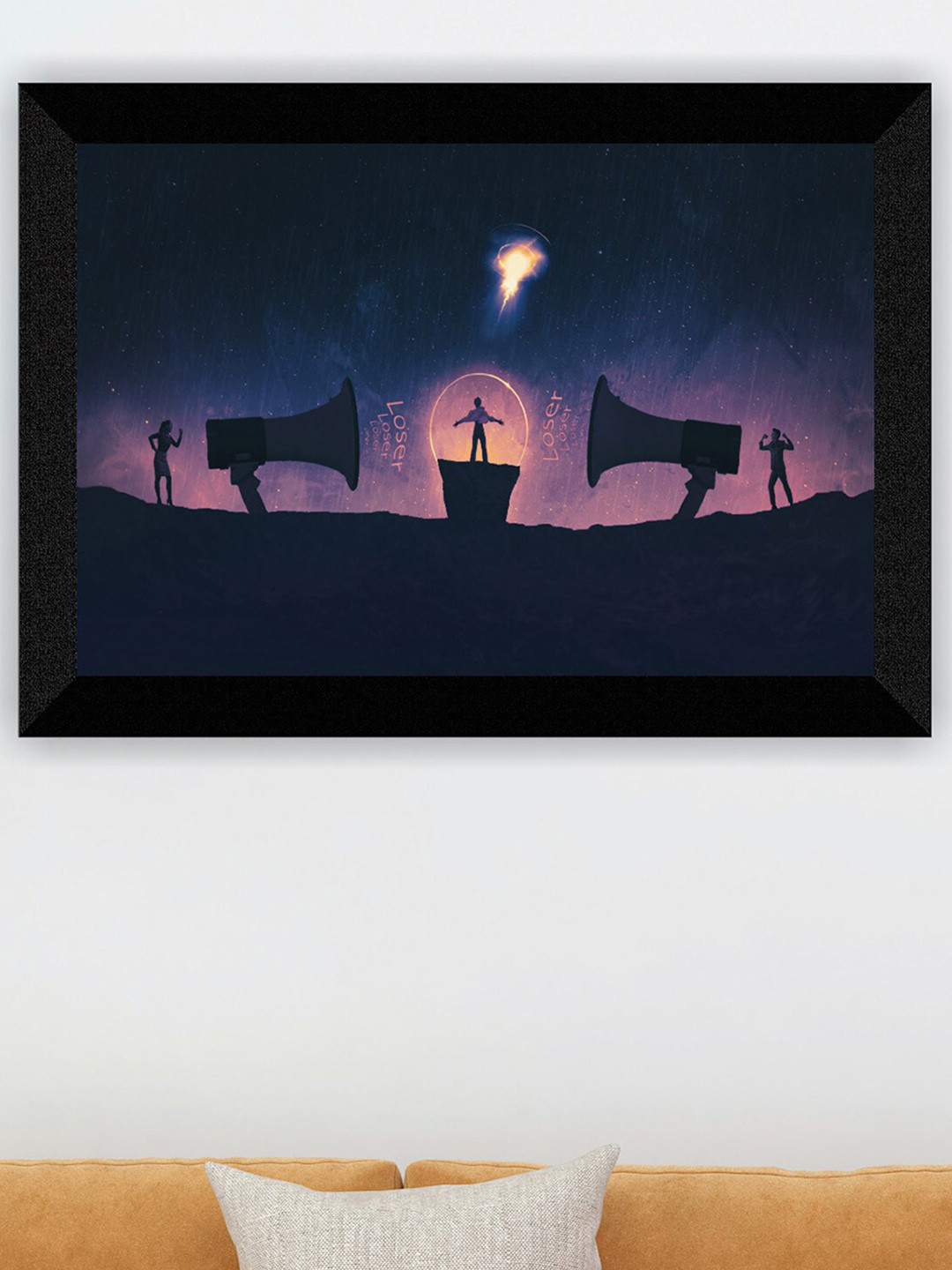 SAF NavyBlue & Purple Motivational Quotes Printed Wall Art