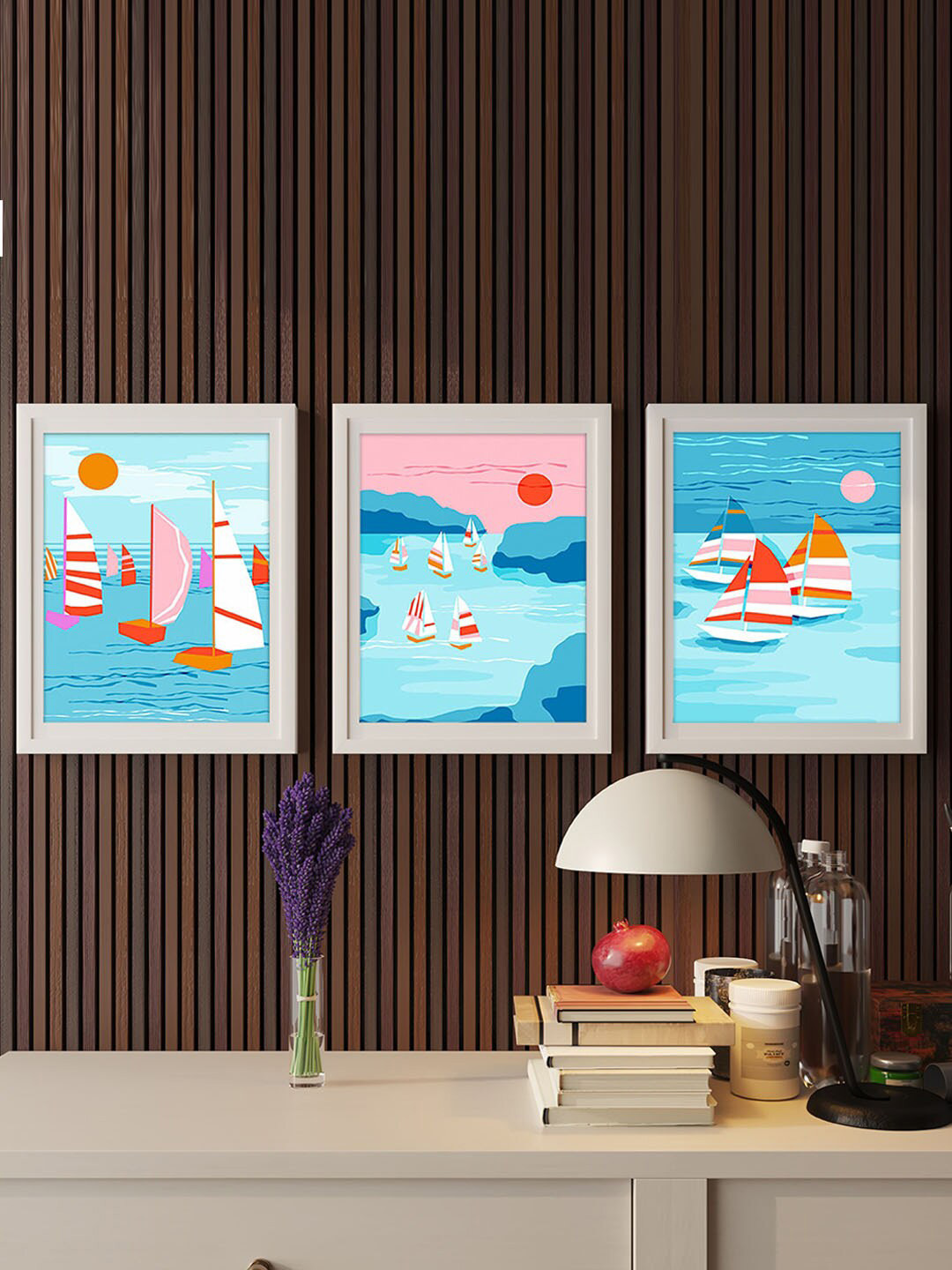 Art Street Wood 3 Piece Wall Rectangle Paintings Wall Art - 17.5 x 12.7In