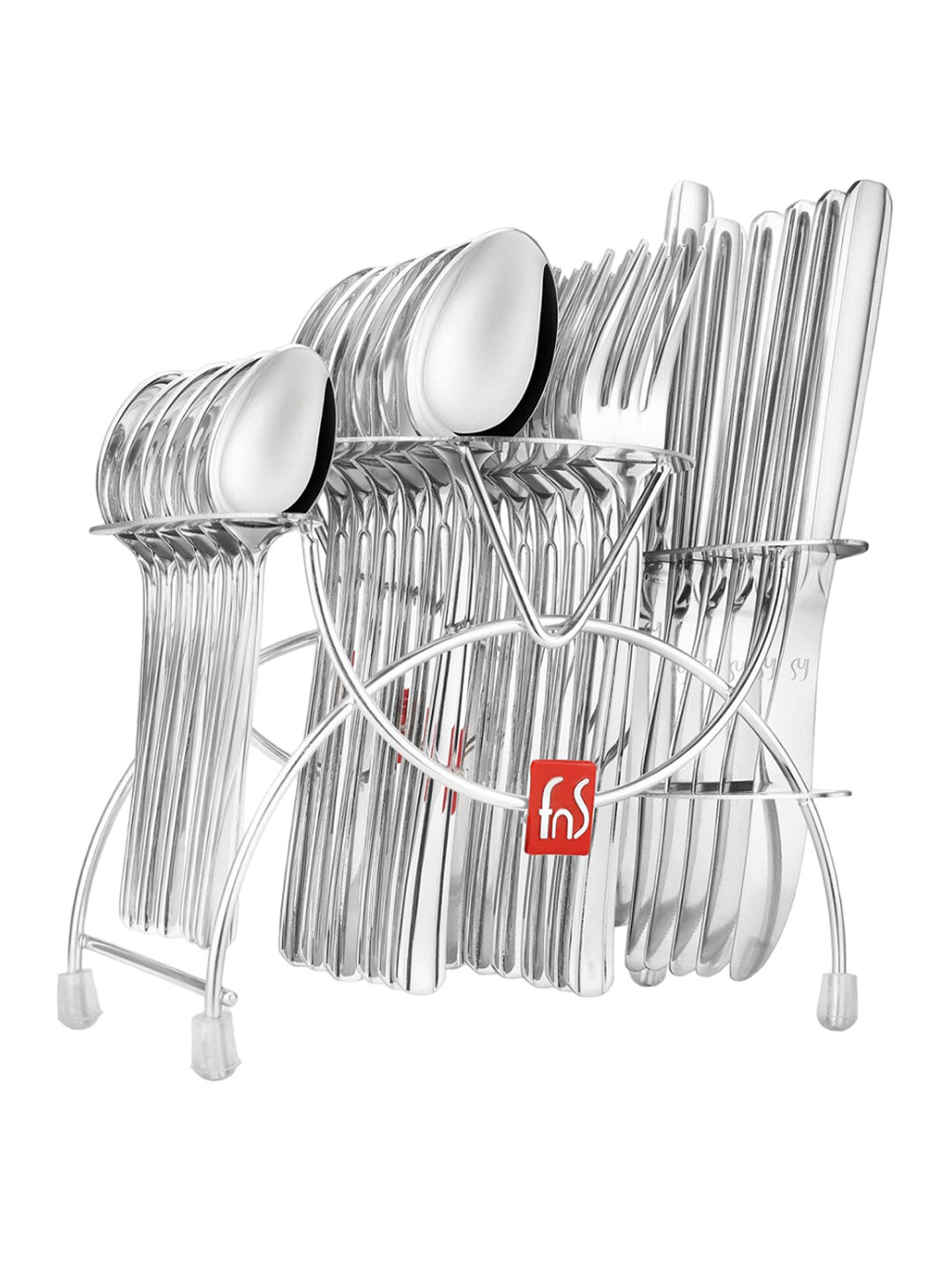 FNS Miami Steel 24-Pieces Mixed Cutlery Set With Stand
