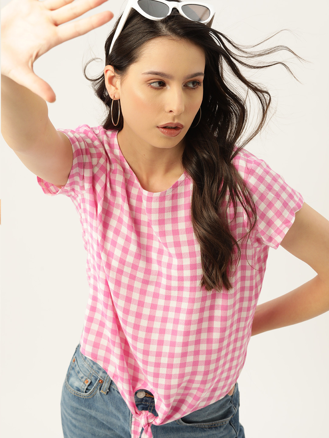 Kook N Keech Checked Top with Tie-Ups Detail