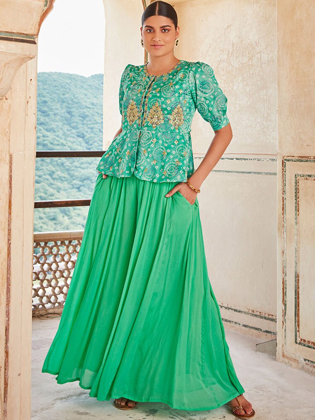 Jaipur Kurti Embellished Top & Palazzo Co Ords Set - Co Ords for Women 23514278 | Myntra