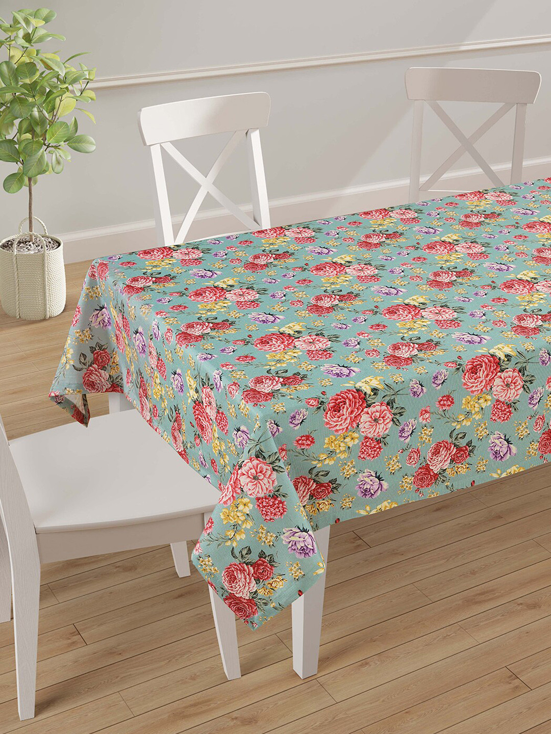 SWAYAM Green & Red Printed 6-Seater Table Cover