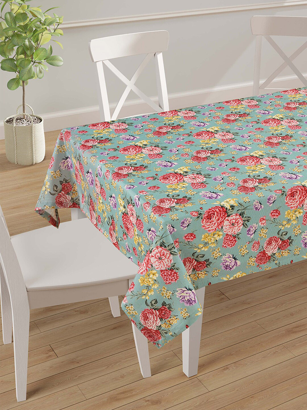 SWAYAM Green & Red Printed 4-Seater Table Cover