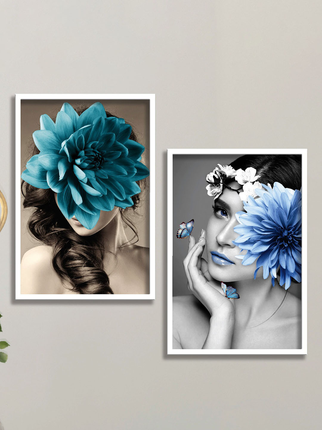 SAF Grey Paper 2 Pcs Wall Living Room Rectangle Potrait Paintings Wall Art -19.5 x 13.5In