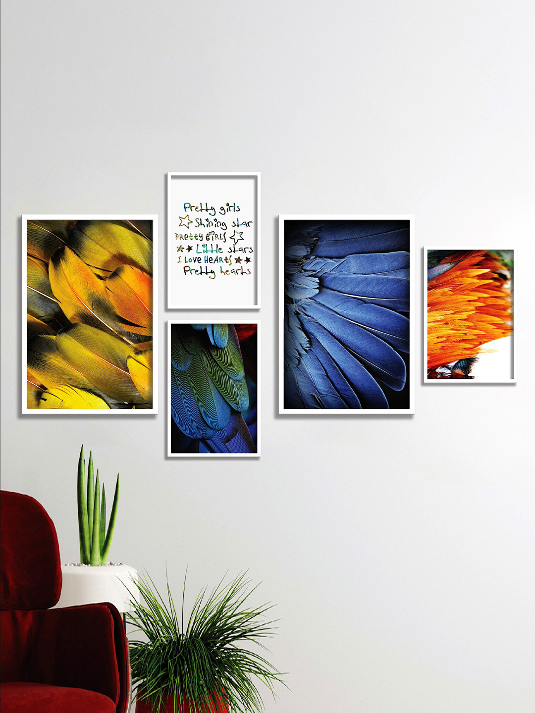 SAF Paper 5 Piece Wall Rectangle Paintings Wall Art - 48 x 27In