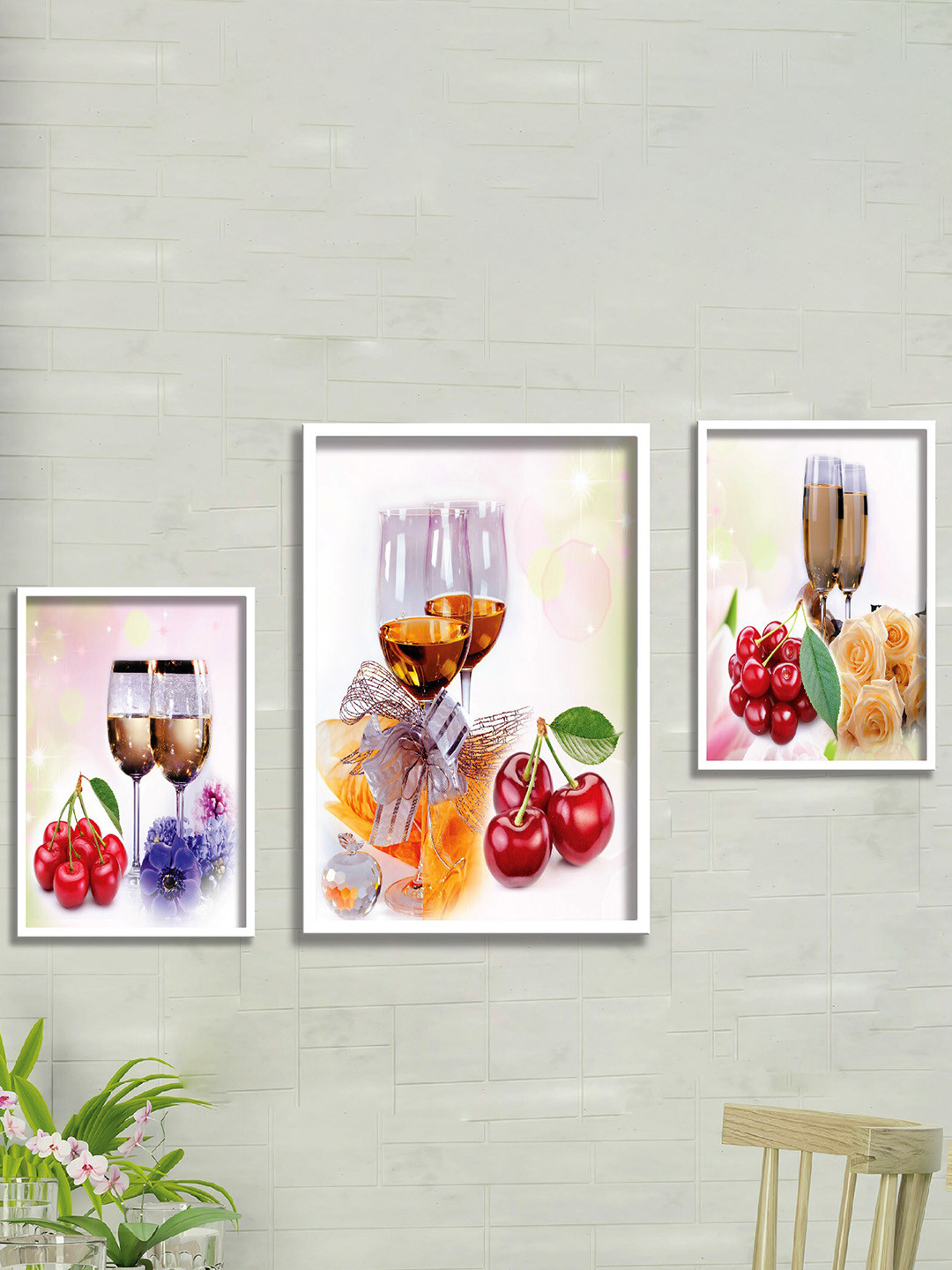SAF Wine Paper 3 Piece Wall Rectangle Paintings Wall Art