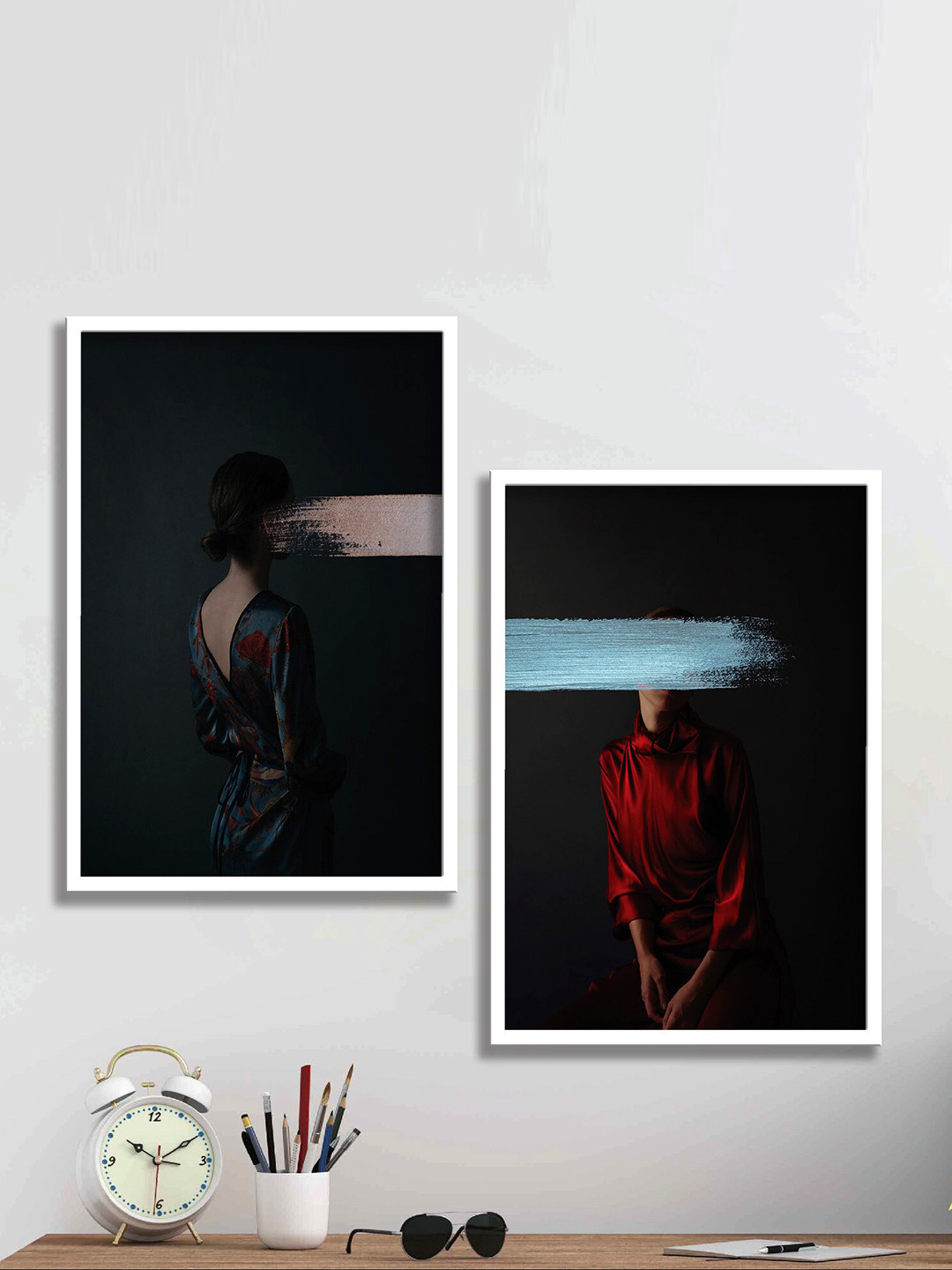 SAF Black & Red 2 Pieces Framed Wall Art