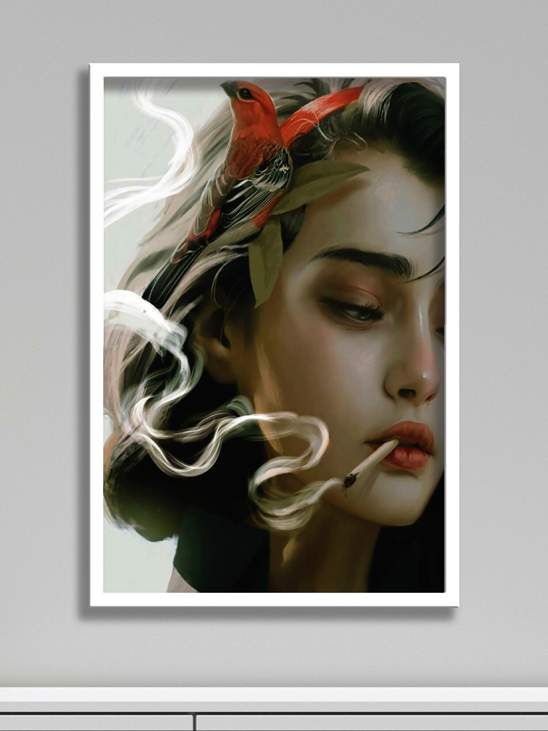 SAF White Canvas Wall Living Room Rectangle Potrait Paintings Wall Art -49.53 x 13.5In