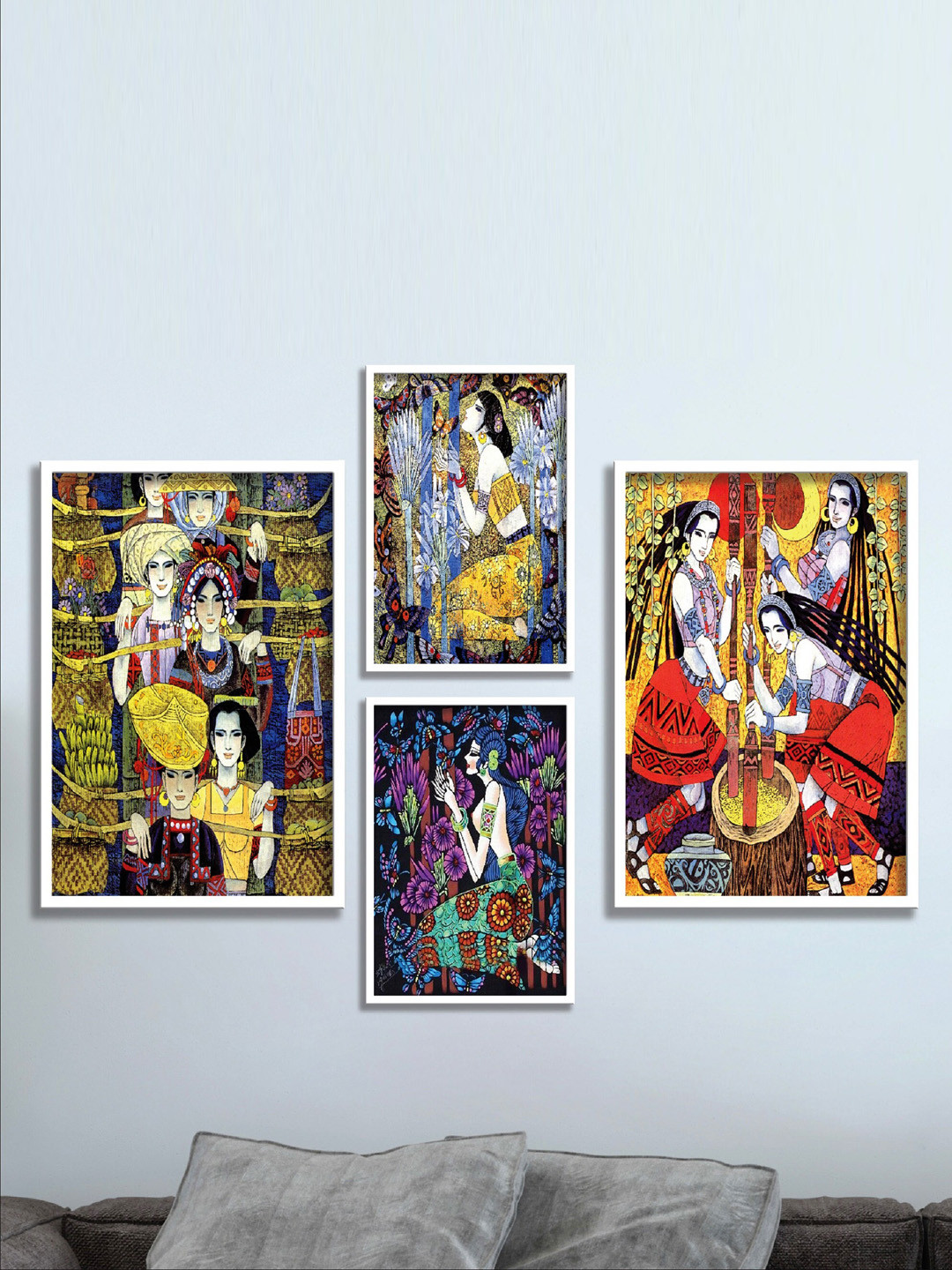 SAF White & Grey 4 Pieces Framed Traditional Wall Art