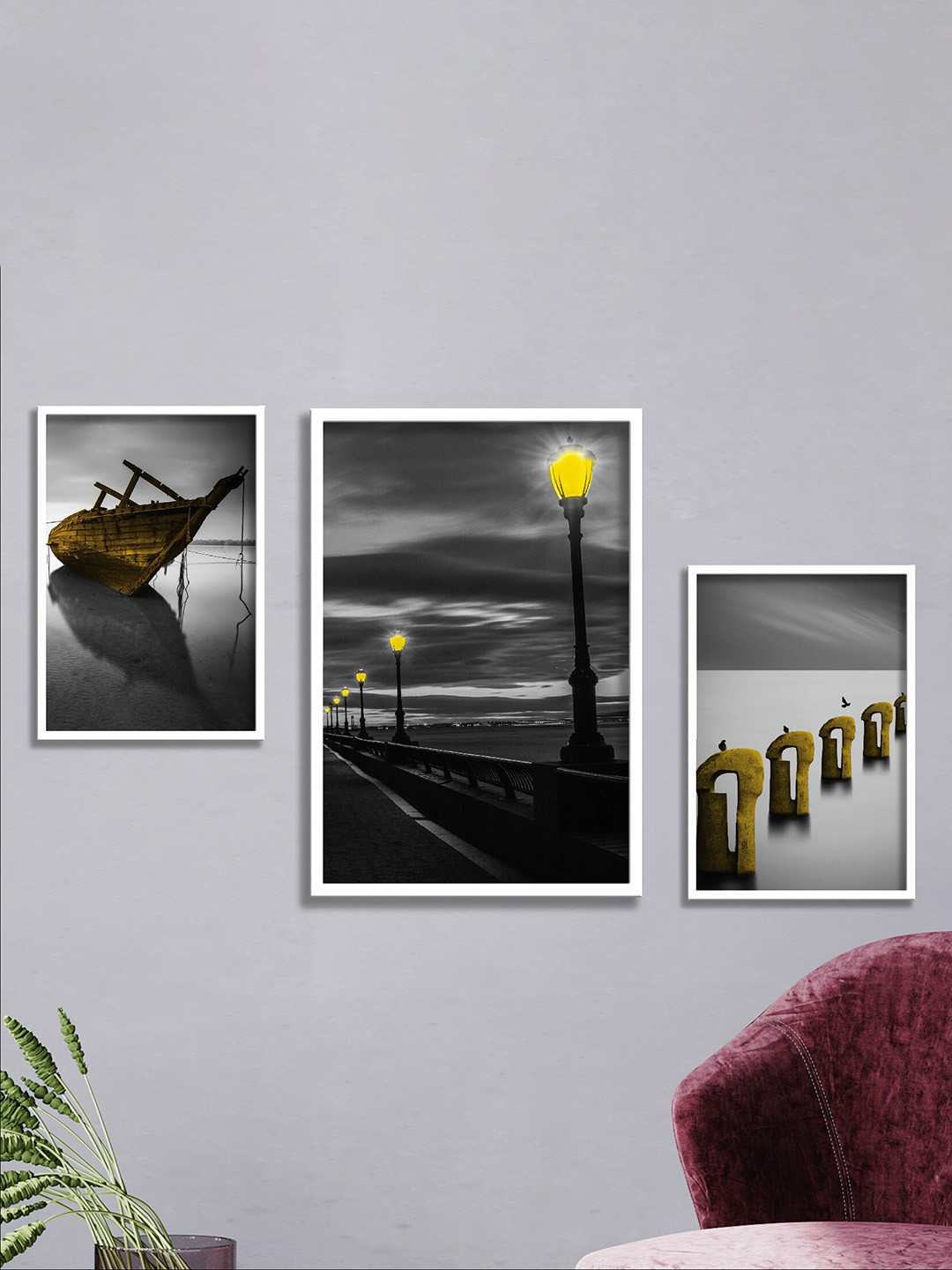 SAF Nature Art Canvas 3 Pcs Wall Rectangle Paintings Wall Art - 13.5x19.5In