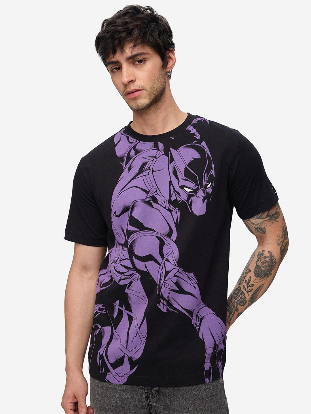 The Souled Store Black Panther Printed Cotton T-shirt
