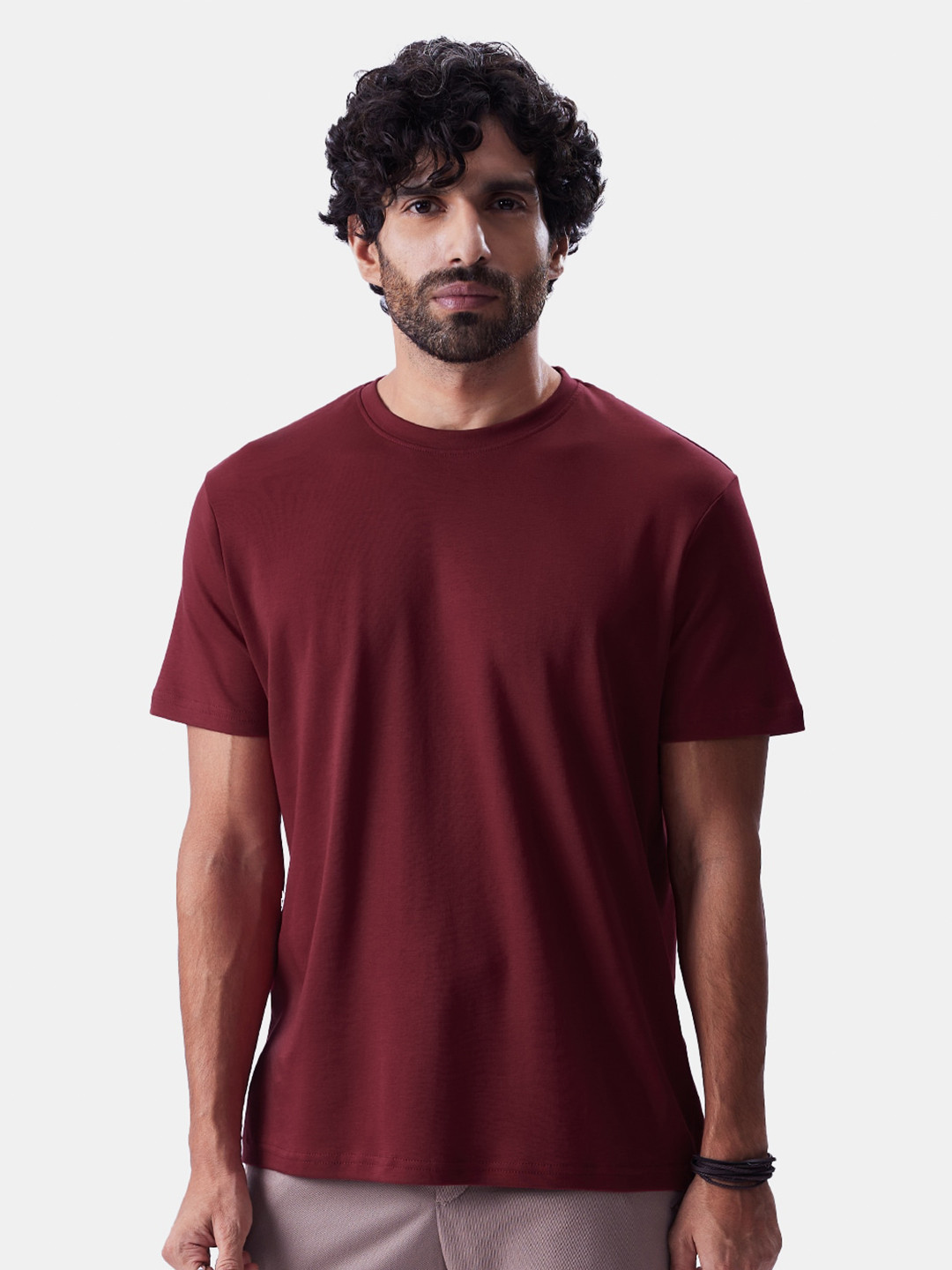 The Souled Store Burgundy Pure Cotton T-shirt